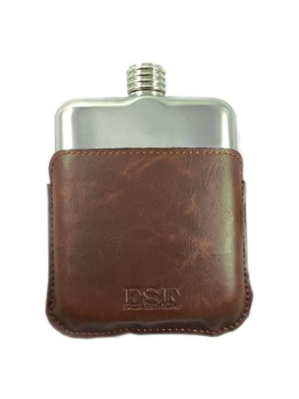 Stainless Steel 6oz Flask in vegan Leather Holster - Picture 2 of 8